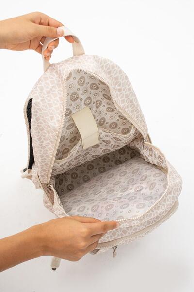 571 Collections Çanta Unisex αδιάβροχο σακίδιο πλάτης - Εξαιρετικά ελαφρύ, πολλαπλές τσέπες, κρέμα με σχέδια (Μοντέλο: 571-2E)