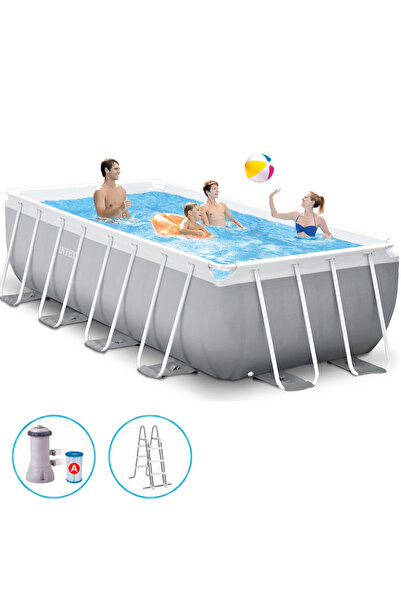 Intex İntex 26790 Dikdörtgen Prefabrik Aile Havuzu 400x200x122cm Merdiven ve 220v Filitreli Set