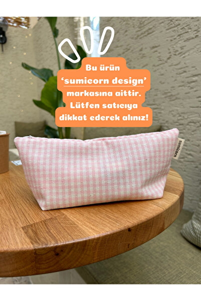 sumicorn Husă pentru creion, lavabilă, cu un singur compartiment, cu carouri roz, geantă pentru creion, geantă pentru machiaj