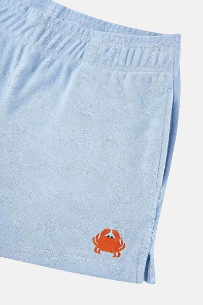 WWF Market Crab Terry Women's Shorts - Light Blue
