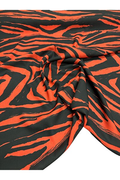 ipekkumaş قميص من قماش الكريب بنمط الحمار الوحشي البرتقالي يباع بالقطعة 1 قطع...