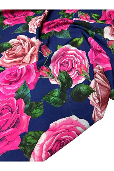 ipekkumaş Pembe Gül Desen Elbiselik Gömleklik Krep Kumaş Ürünümüz Adet Olarak...