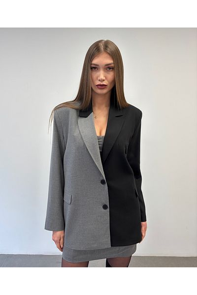 ossons Chest Drawstring Dress Oversize Jacket Set Combination