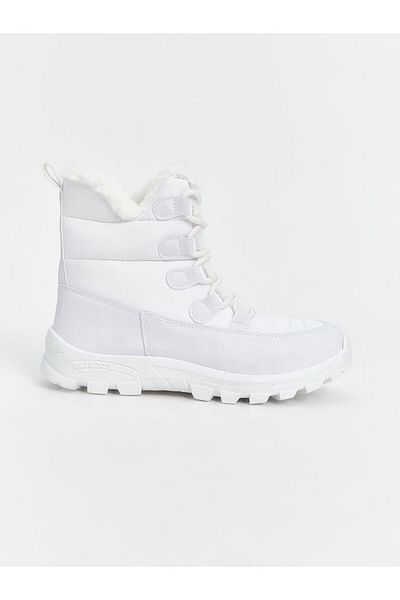 LC Waikiki Steps Women's White Plush Detailed Snow Boots