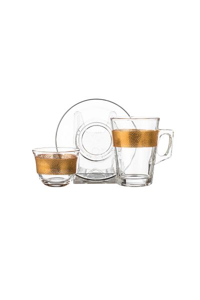 Dania 18 Pieces Gold Glass Tea and Coffee Set