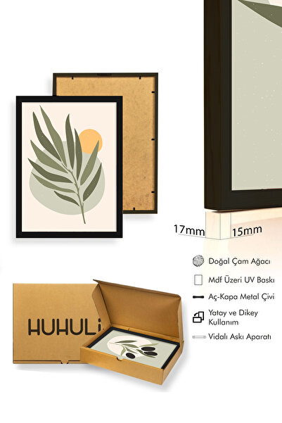 huhuli Ahşap Siyah Çerçeveli 3'lü Set Tablo