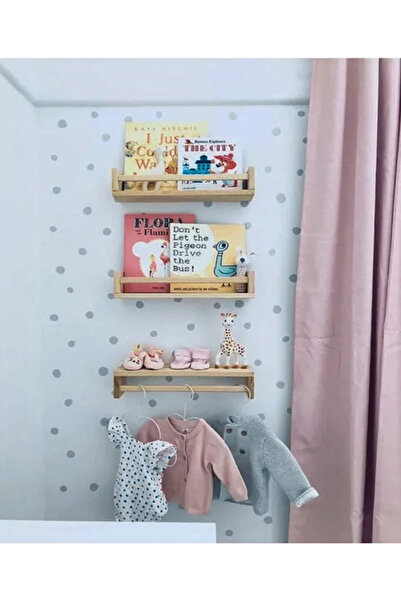 decoraid Montessori Kitaplık Çocuk Bebek Odası Rafı Ahşap Kitaplık 50 Cm Çam Ağacı