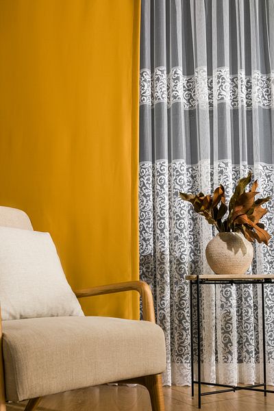 Karesi Golden Color Blackcout Blacking - Plateless Extraforated Plain Planting Curtain Single Wing Clr18