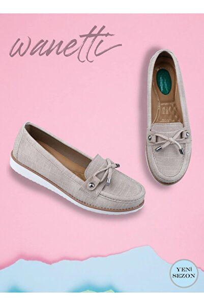 Wanetti 2542 Bež Ortopedsko Lagan Udobne ženske cipele za slobodno vreme