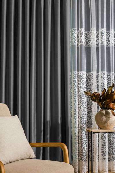 Karesi Dark Grey Single Wing Blackout Blackout Control from 1X3 Background Curtain - Clr396