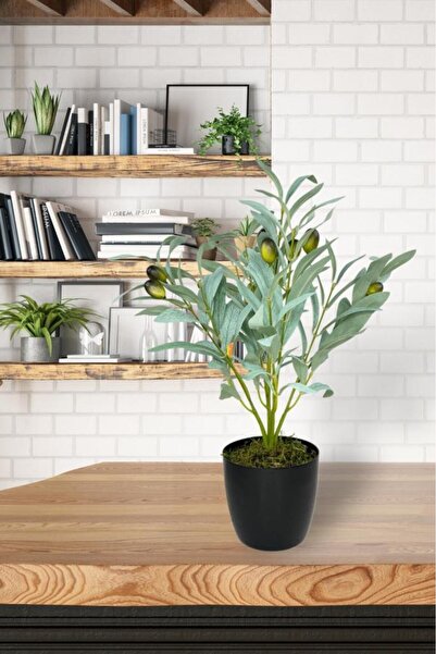 Nettenevime Yapay Zeytin Ağacı Saksıda 40cm 5 Dallı 10 Meyveli Pastel Yapay Çiçek Artificial Olive
