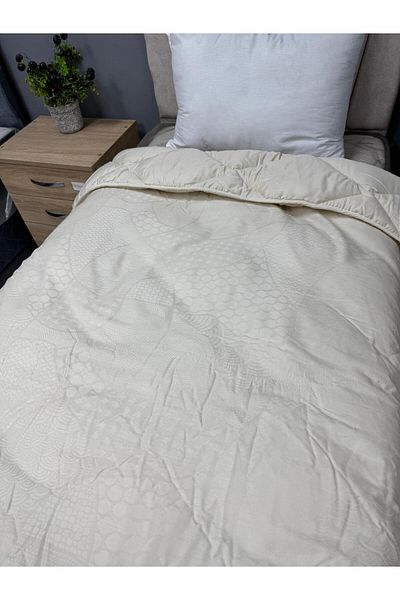 Clasy Ranforce 100% Cotton Double Mandarin V1 - Cream/Beige, Plain Pattern Quilted