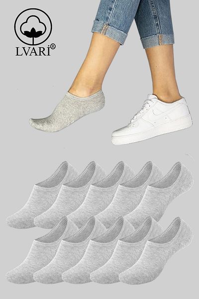 Lvari Unisex 10 Pairs Cotton Invisible Sneaker Socks Gray - Men Ankle Socks Women Ankle Socks