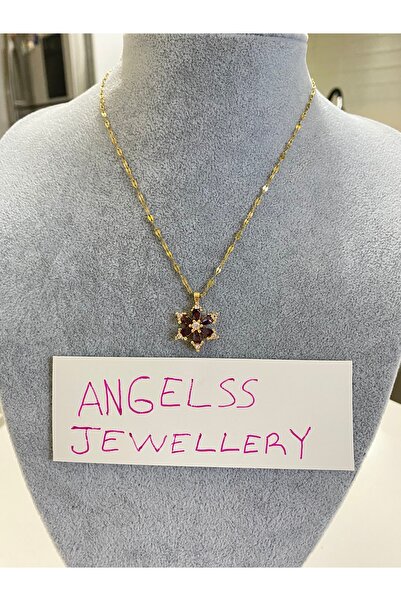 ANGELSS JEWELLERY Lotus Flower Gold Necklace (Lotus Flower Necklace with Zirc...