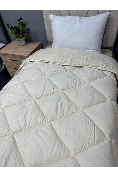 Clasy Ranforce 100% Cotton Double Mandarin V1 - Cream/Beige, Plain Pattern Quilted