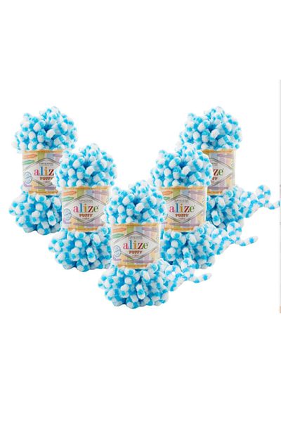 Alize 6459 Μοντέλο Puffy Color κουβέρτα γιλέκο - Διακοσμητικό πλεκτό σχοινί, 5 μάτσα
