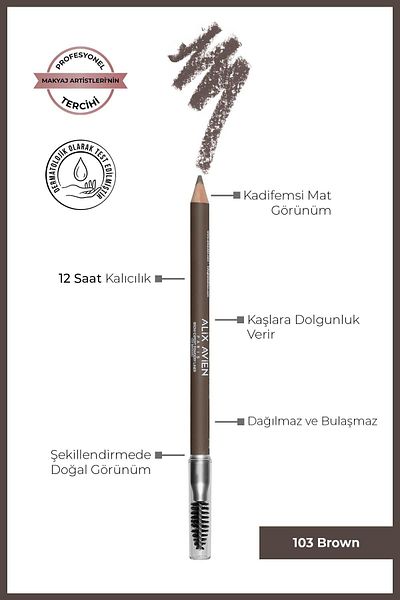Alix Avien Fırçalı Yumuşak Uçlu Belirginleştirici Kahverengi Kaş Kalemi-eyebrow Expert Powdery Liner 103 Brown