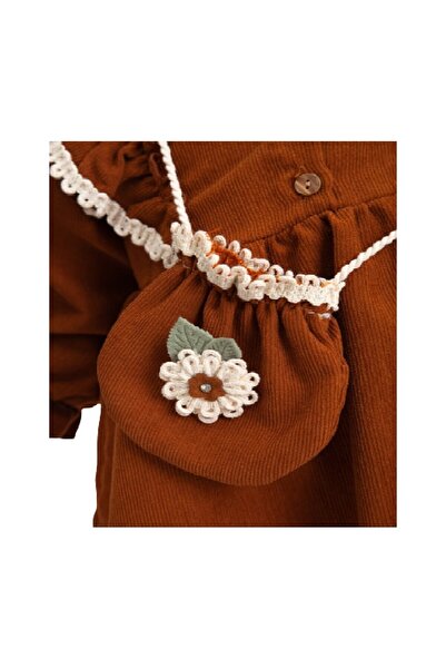 MİNİKO KİDS Baby Girl Long Sleeve Daisy Patterned Dress with Bag