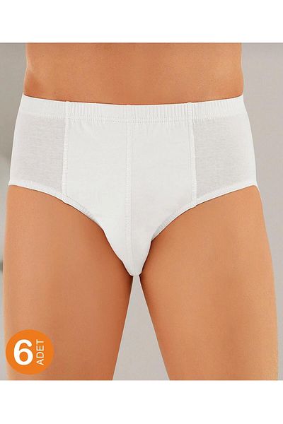 Şahinler Pack of 6 Men's White Combed Cotton Slip 100% Cotton&Pamuk