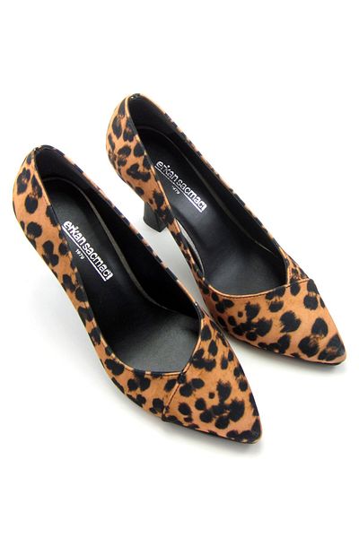 Erkan Saçmacı Jatqılı Exclusive Leopard Goblet Heeled Shoes