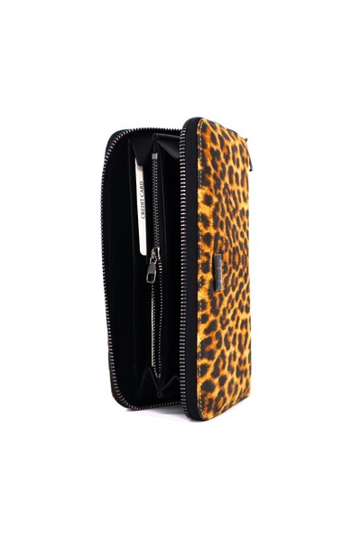 Lux Leder Шкіряний гаманець із леопардовим принтом із замші
