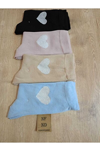 ENEFENDİ М'які блакитні бамбукові шкарпетки без швів - з блискітками та сердечками, жіночі 36-40