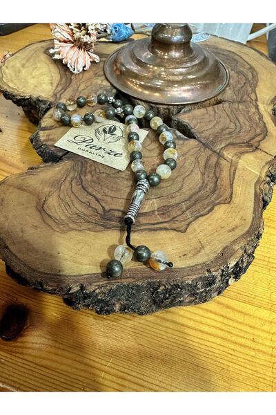 parze doğaltaş Mărgele de rugăciune din piatră naturală de pirit și citrin (magnet de bani)