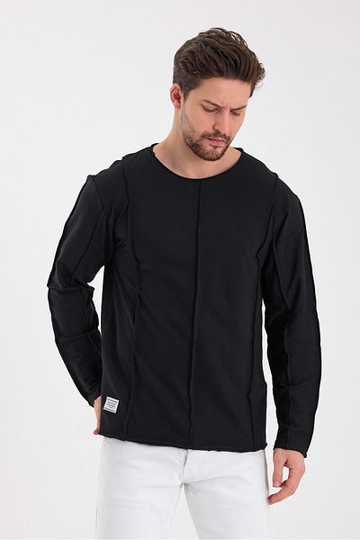 rammers Tricou cu mânecă lungă, cu guler larg, cu dungi