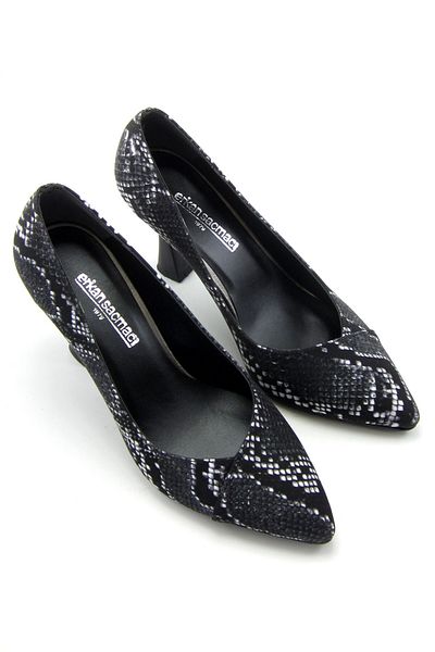 Erkan Saçmacı Jatqılı Exclusive Black Snake Goblet Heeled Shoes