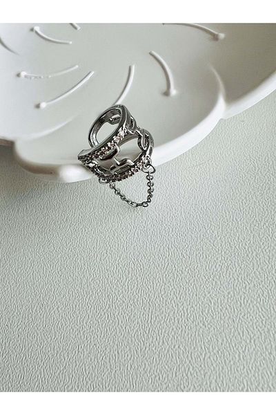 ACAR TAKI Silver Color Kikirdak - Chain Dangle and Crisp Earrings Acr1647