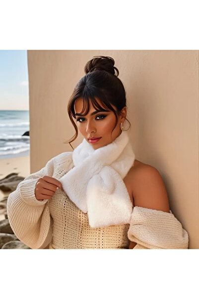 baladı home ev tekstil home collection Soft All Cold - Plush Fur Neck Collar Camisole Scarf