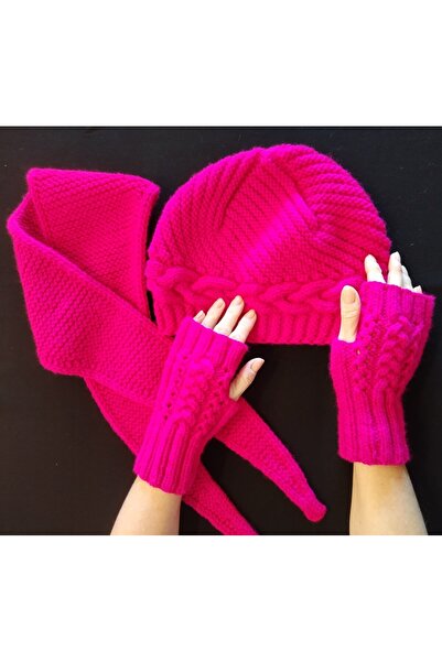 Küçük Burjuva FULAR MODELLİ ATKI-BERE-PARMAKSIZ ELDİVEN TAKIMI