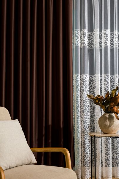 Karesi Frequent Pleated Dark Brown Blackout Blackout Fabric Background Curtain 1X3 Single Wing Clr21