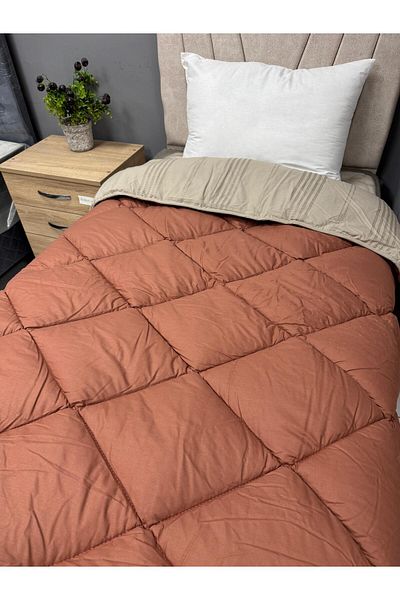 Clasy Ranforce V3 Double Quilt - 100% Cotton, Milk Coffee-Tile, Plain Pattern