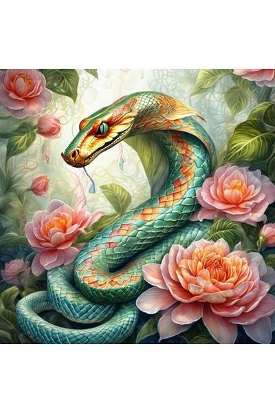 Marcel Kristal Tablo Snake 50X50Cm-Marcel Art Diamond Mosaic Painting