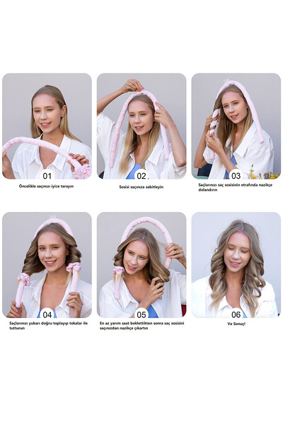 Deko Dekor Набір для укладання волосся без нагрівання Пудра Рожевий атласний бігуді Набір бігуді для волосся Формувач для волосся