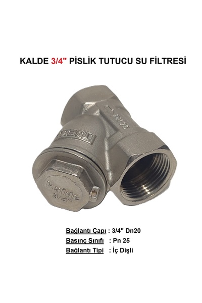 KALDE 3/4" Sarı / Krom Pislik Tutucu Su Filtresi Dn20 - Threaded Strainer