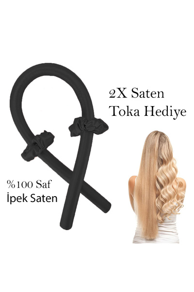 Deko Dekor Isısız Saç Şekillendirme Seti Siyah Saten Saç Sosisi Saç Bigudisi ...