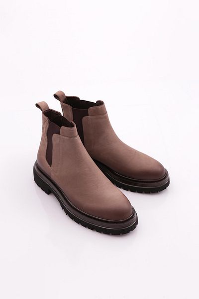 DGN Ανδρικές Stretch Λεπτομερείς Μπότες Μπεζ Nubuck Γνήσιο δέρμα 2311223210