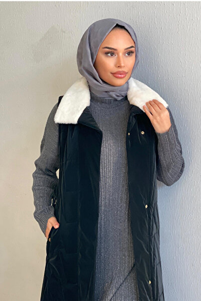 Minel Чорний довгий жіночий жилет - 021