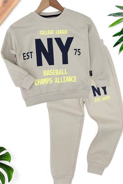 voyyo kids baby Children's Winter 3 Rope Charded 5-6-7-8-9 Years Ny Printed Tracksuit
