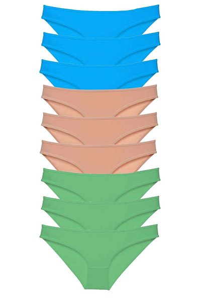 Royaleks Green Blue Lycra 9 Pieces Women's Slip Set