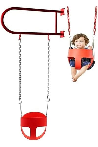 ALBADER Swing Wall Iron with Baby Swing Seat & Chains For Outdoor, Iron Wall Swing, Swing For Kids