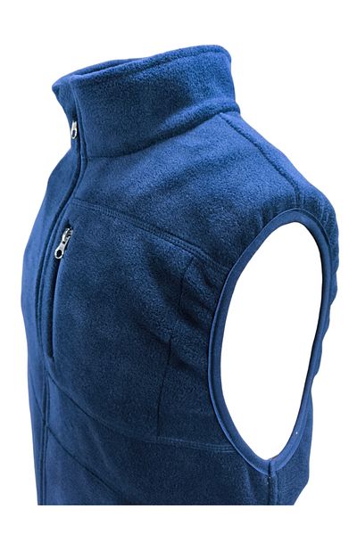 NJM SPORT WEAR Men's Navy Blue Fleece Vest - Full Zipper, 3 Pockets, Fit Bato Collar, Cold Proof