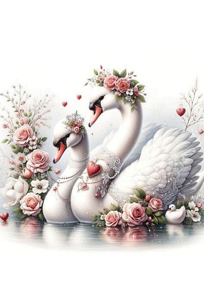 Marcel Kristal Tablo Swans 57X57Cm Marcel Art Diamond Mosaic Painting