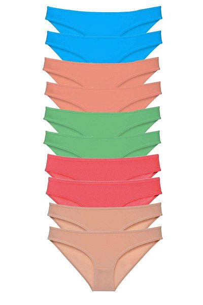 Royaleks 10 Pieces Super Eco Set Lycra Women's Slip Powder Green Fuchsia Blue