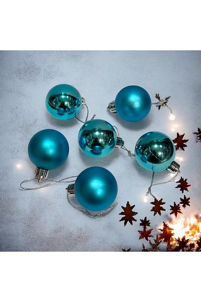 PARTİSERÜVENİ Blue Pine Tree Ornament Ball - Christmas 4 cm