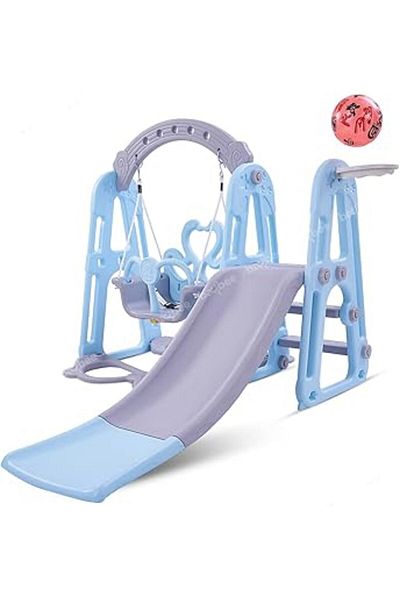 ALBADER Kids Slide and Swing with Basketball Ring Toy 3 in 1 Set For Kids, Swing & Slide For Kids