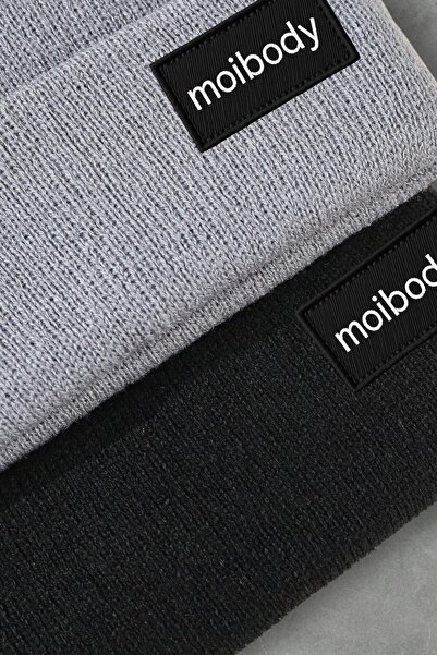 Moibody %100 Akrilik 2’li Premium Basic Bere Gri Siyah