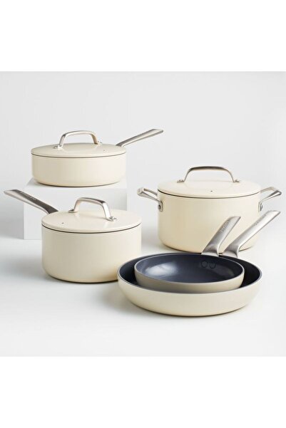 Crate & Barrel طقم أواني طهي مكون من 8 قطع من سيراميك إيفين كوك، طلاء ماسي غير لاصق